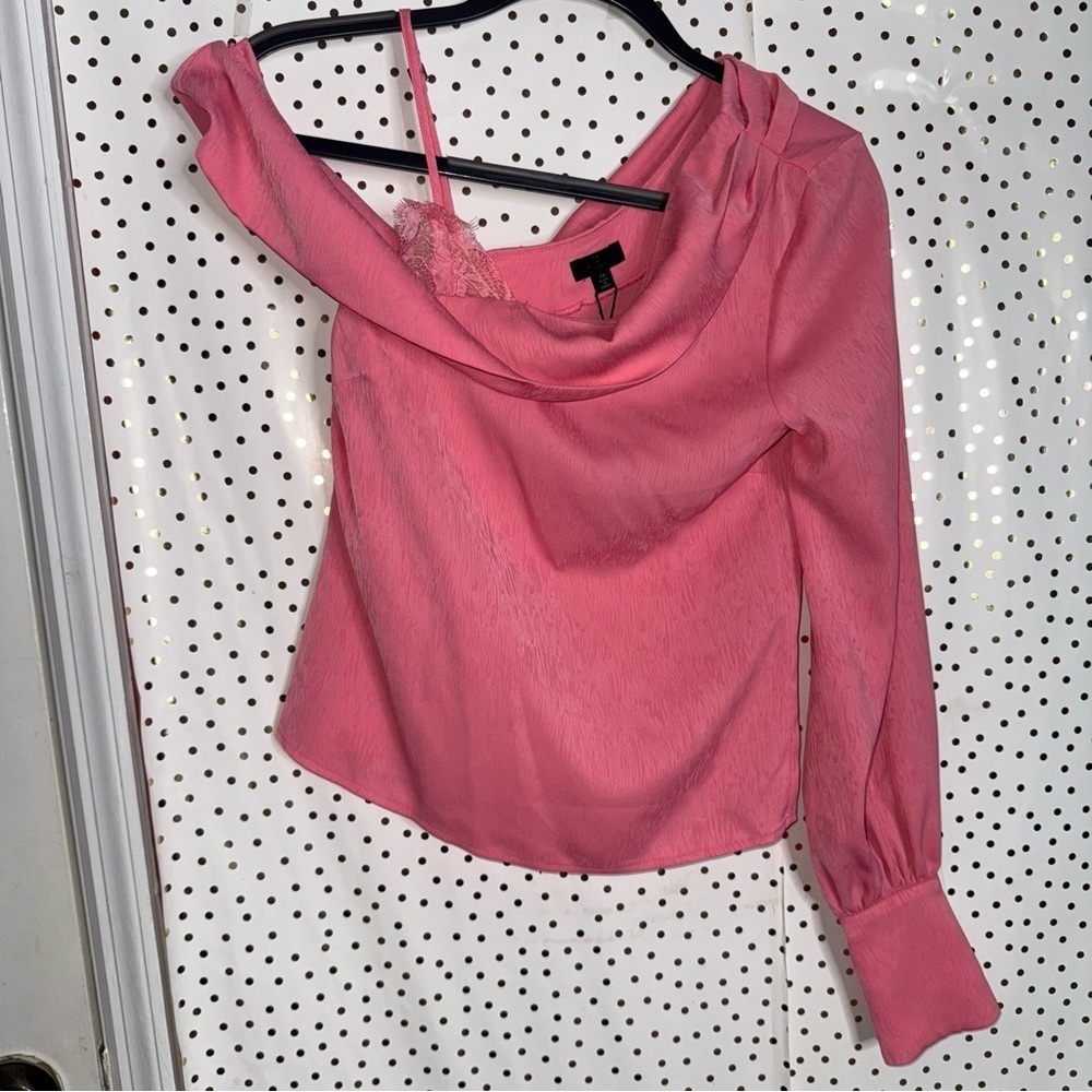 NBD Vibrant Pink Lace-Trimmed Top